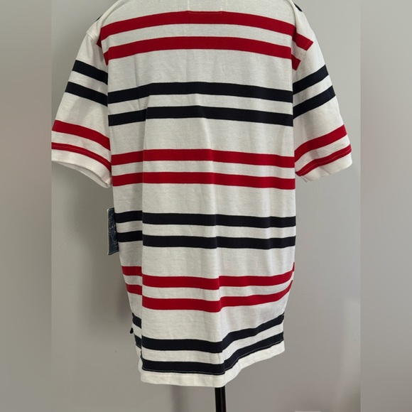New US Polo Assn L Striped Polo Shirt - White, Red & Navy 189 - Picture 7 of 9